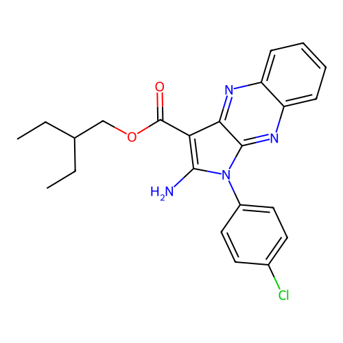 2-ethylbutyl 2-amino-1-(4-chlorophenyl)-1H-pyrrolo[2,3-b]quinoxaline-3-carboxylate structure