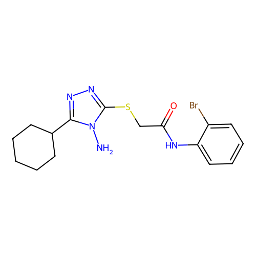 2-((4-amino-5-cyclohexyl-4H-1,2,4-triazol-3-yl)thio)-N-(2-bromophenyl)acetamide structure