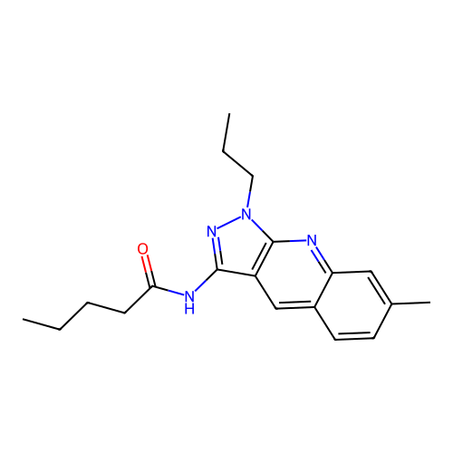 N-(7-methyl-1-propyl-1H-pyrazolo[3,4-b]quinolin-3-yl)pentanamide structure