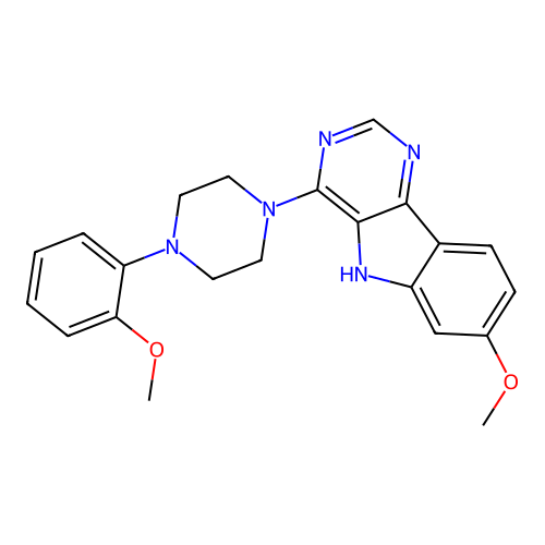 7-methoxy-4-[4-(2-methoxyphenyl)piperazin-1-yl]-5H-pyrimido[5,4-b]indole structure