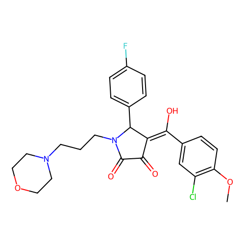 (4E)-4-[(3-chloro-4-methoxyphenyl)-hydroxymethylidene]-5-(4-fluorophenyl)-1-(3-morpholin-4-ylpropyl)pyrrolidine-2,3-dione structure