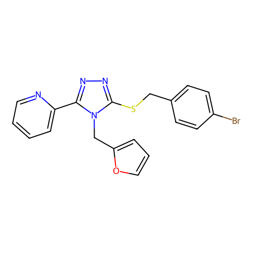 2-[5-[(4-Bromophenyl)methylthio]-4-(2-furanylmethyl)-1,2,4-triazol-3-yl]pyridine structure