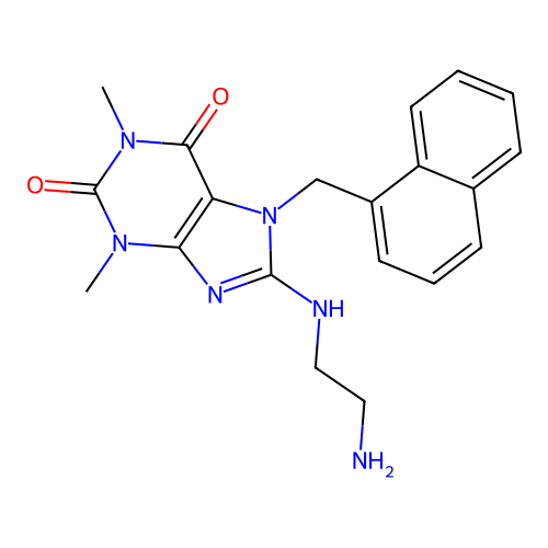 8-(2-aminoethylamino)-1,3-dimethyl-7-(naphthalen-1-ylmethyl)purine-2,6-dione structure