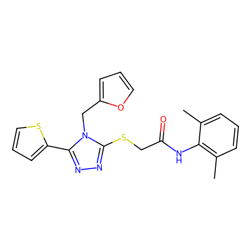N-(2,6-dimethylphenyl)-2-{[4-(furan-2-ylmethyl)-5-(thiophen-2-yl)-4H-1,2,4-triazol-3-yl]sulfanyl}acetamide structure