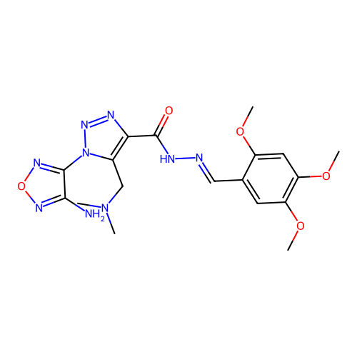 (E)-1-(4-amino-1,2,5-oxadiazol-3-yl)-5-((dimethylamino)methyl)-N'-(2,4,5-trimethoxybenzylidene)-1H-1,2,3-triazole-4-carbohydrazide structure