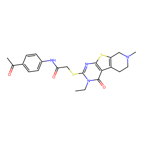 N-(4-acetylphenyl)-2-[(3-ethyl-7-methyl-4-oxo-3,4,5,6,7,8-hexahydropyrido[4',3':4,5]thieno[2,3-d]pyrimidin-2-yl)sulfanyl]acetamide structure