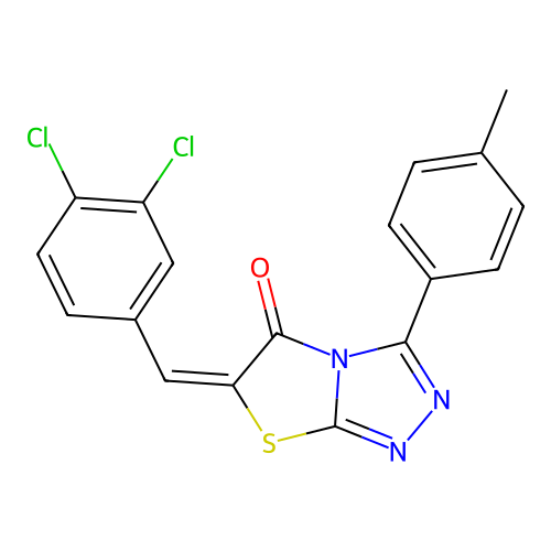 (E)-6-(3,4-dichlorobenzylidene)-3-(p-tolyl)thiazolo[2,3-c][1,2,4]triazol-5(6H)-one structure