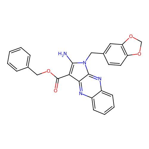 benzyl 2-amino-1-(1,3-benzodioxol-5-ylmethyl)-1H-pyrrolo[2,3-b]quinoxaline-3-carboxylate structure