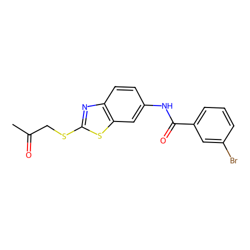 3-bromo-N-{2-[(2-oxopropyl)sulfanyl]-1,3-benzothiazol-6-yl}benzamide structure