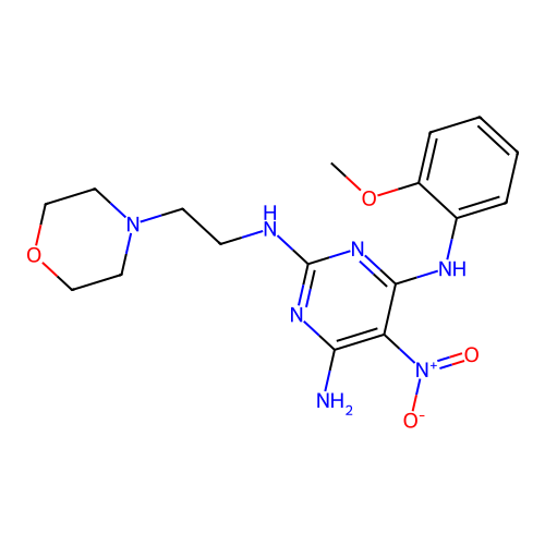 {6-amino-2-[(2-morpholin-4-ylethyl)amino]-5-nitropyrimidin-4-yl}(2-methoxyphen yl)amine structure