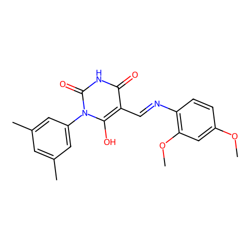 5-[(2,4-dimethoxyanilino)methylidene]-1-(3,5-dimethylphenyl)-1,3-diazinane-2,4,6-trione structure