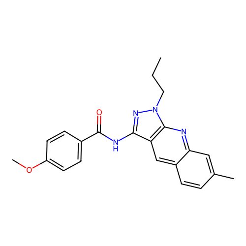 4-methoxy-N-(7-methyl-1-propyl-1H-pyrazolo[3,4-b]quinolin-3-yl)benzamide structure