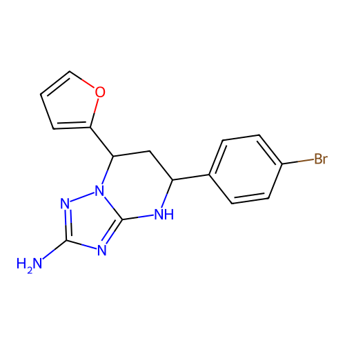 5-(4-bromophenyl)-7-(furan-2-yl)-4,5,6,7-tetrahydro[1,2,4]triazolo[1,5-a]pyrimidin-2-amine structure