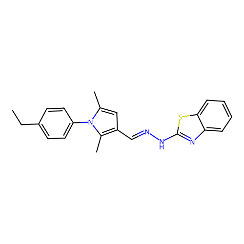 (2Z)-2-[(2E)-{[1-(4-ethylphenyl)-2,5-dimethyl-1H-pyrrol-3-yl]methylidene}hydrazinylidene]-2,3-dihydro-1,3-benzothiazole structure