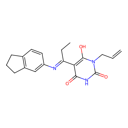 1-Allyl-5-[1-(indan-5-ylamino)-prop-(E)-ylidene]-pyrimidine-2,4,6-trione structure