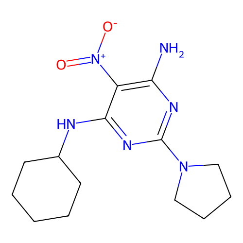 (6-Amino-5-nitro-2-pyrrolidinylpyrimidin-4-yl)cyclohexylamine structure