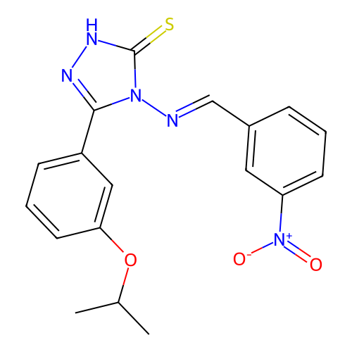 (E)-5-(3-isopropoxyphenyl)-4-((3-nitrobenzylidene)amino)-4H-1,2,4-triazole-3-thiol structure