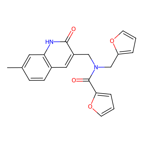 N-(furan-2-ylmethyl)-N-((2-hydroxy-7-methylquinolin-3-yl)methyl)furan-2-carboxamide structure