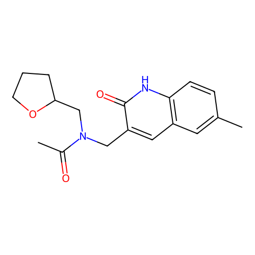 N-((2-hydroxy-6-methylquinolin-3-yl)methyl)-N-((tetrahydrofuran-2-yl)methyl)acetamide structure