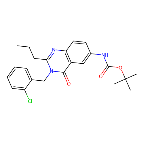 tert-butyl N-[3-[(2-chlorophenyl)methyl]-4-oxo-2-propylquinazolin-6-yl]carbamate structure