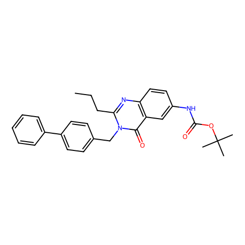 tert-butyl N-[4-oxo-3-[(4-phenylphenyl)methyl]-2-propylquinazolin-6-yl]carbamate structure