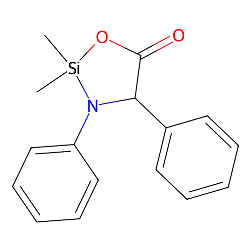 1-Oxa-3-aza-2-silacyclopentan-5-one, 2,2-dimethyl-3,4-diphenyl- structure