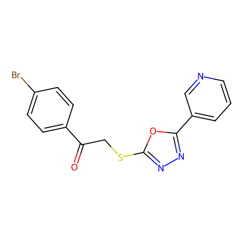1-(4-Bromophenyl)-2-((5-(pyridin-3-yl)-1,3,4-oxadiazol-2-yl)thio)ethanone structure