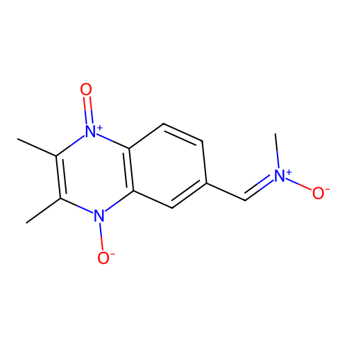 1-(2,3-dimethyl-4-oxido-1-oxoquinoxalin-1-ium-6-yl)-N-methylmethanimine oxide structure