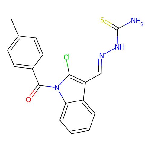 [(E)-[2-chloro-1-(4-methylbenzoyl)indol-3-yl]methylideneamino]thiourea structure