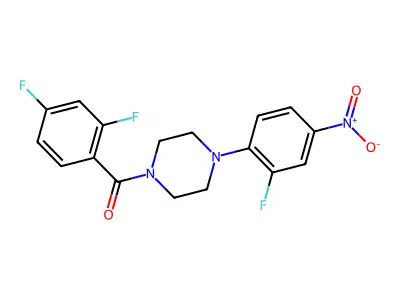 (2,4-Difluorophenyl)[4-(2-fluoro-4-nitrophenyl)piperazin-1-yl]methanone structure