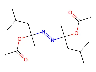 Diazenediylbis(4-methylpentane-2,2-diyl) diacetate structure