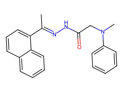 2-[Methyl(phenyl)amino]-N-[1-(naphthalen-1-yl)ethylidene]ethanehydrazonic acid structure
