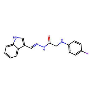 N-(1H-indol-3-ylmethylideneamino)-2-(4-iodoanilino)acetamide structure