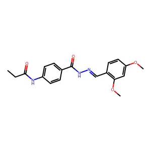 N-[(2,4-dimethoxyphenyl)methylideneamino]-4-(propanoylamino)benzamide structure