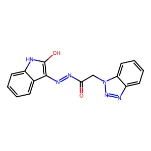 2-(benzotriazol-1-yl)-N'-(2-oxoindol-3-yl)acetohydrazide structure
