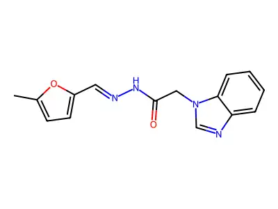 2-(benzimidazol-1-yl)-N-[(E)-(5-methylfuran-2-yl)methylideneamino]acetamide structure