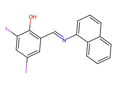2,4-diiodo-6-[(E)-(naphthalen-1-ylimino)methyl]phenol structure