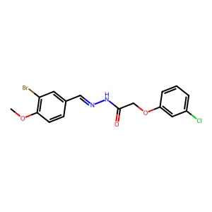 N-[(3-bromo-4-methoxyphenyl)methylideneamino]-2-(3-chlorophenoxy)acetamide structure
