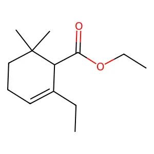 Ethyl 2-ethyl-6,6-dimethylcyclohex-2-ene-1-carboxylate structure