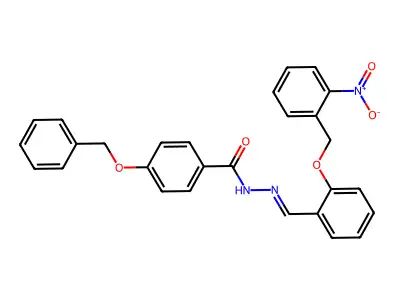 N-[[2-[(2-nitrophenyl)methoxy]phenyl]methylideneamino]-4-phenylmethoxybenzamide structure