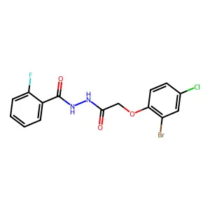N'-[2-(2-bromo-4-chlorophenoxy)acetyl]-2-fluorobenzohydrazide structure