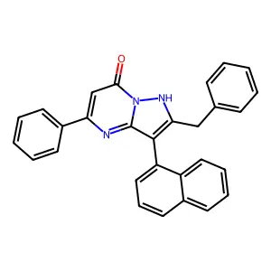 2-benzyl-3-naphthalen-1-yl-5-phenyl-1H-pyrazolo[1,5-a]pyrimidin-7-one structure