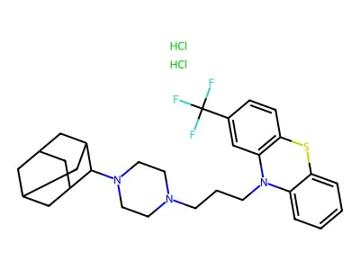 10-[3-[4-(2-adamantyl)piperazin-1-yl]propyl]-2-(trifluoromethyl)phenothiazine Dihydrochloride structure