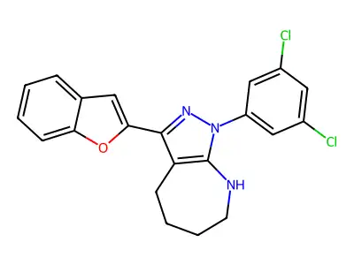 10-benzofuran-2-yl-8-(3,5-dichlorophenyl)-6,8,9-triazabicyclo[5.3.0]deca-6,10-diene structure