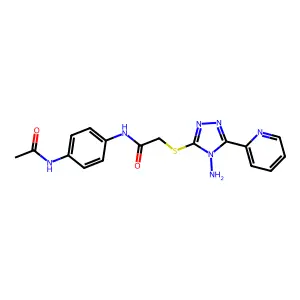 N-[4-(acetylamino)phenyl]-2-(4-amino-5-(2-pyridyl)(1,2,4-triazol-3-ylthio))ace tamide structure