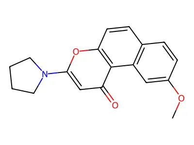 1H-Naphtho(2,1-b)pyran-1-one, 9-methoxy-3-(1-pyrrolidinyl)- structure