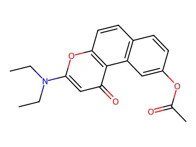 1H-Naphtho(2,1-b)pyran-1-one, 9-(acetyloxy)-3-(diethylamino)- structure