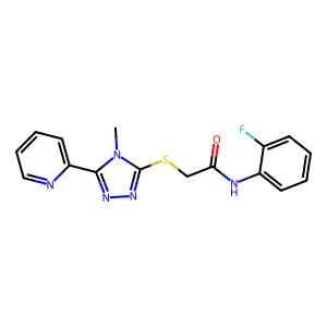 N-(2-fluorophenyl)-2-{[4-methyl-5-(pyridin-2-yl)-4H-1,2,4-triazol-3-yl]sulfanyl}acetamide structure