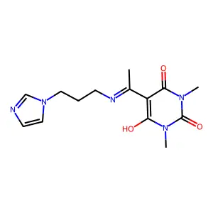 5-[1-(3-imidazol-1-ylpropylamino)ethylidene]-1,3-dimethyl-1,3-diazinane-2,4,6-trione structure
