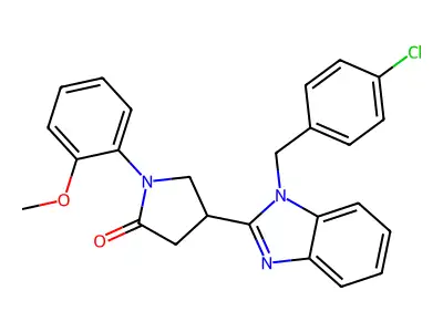 4-(1-(4-chlorobenzyl)-1H-benzo[d]imidazol-2-yl)-1-(2-methoxyphenyl)pyrrolidin-2-one structure